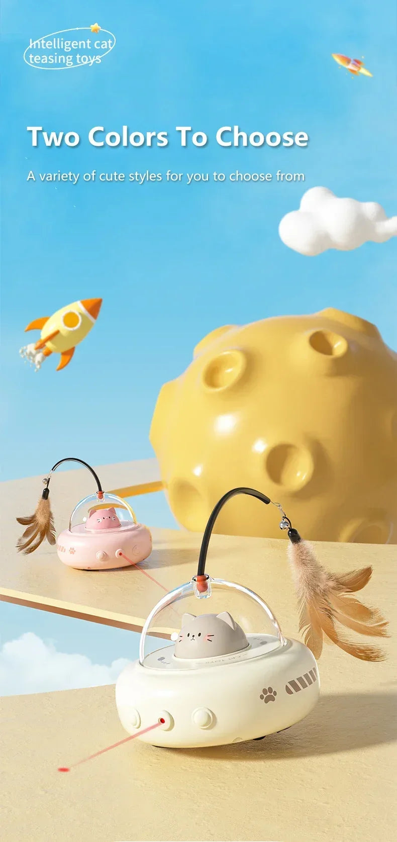 Brinquedo Interativo Inteligente para Gatos – Movimento Automático, Penas Substituíveis e Som