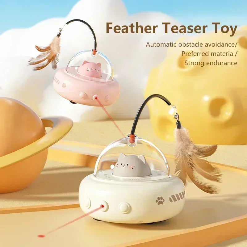 Brinquedo Interativo Inteligente para Gatos – Movimento Automático, Penas Substituíveis e Som