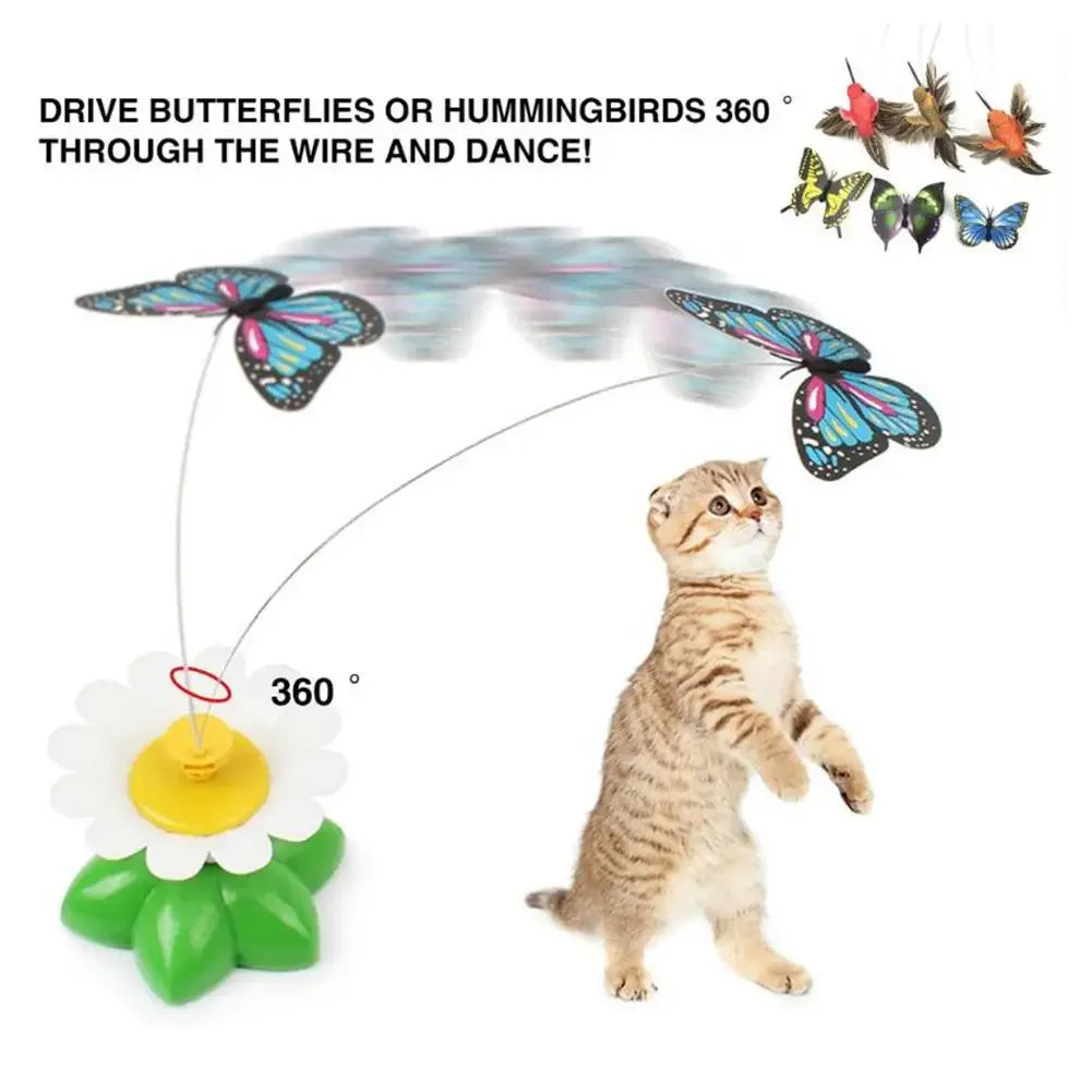 Brinquedo Interativo Elétrico para Gatos - Borboleta Rotativa Voadores para Horas de Diversão