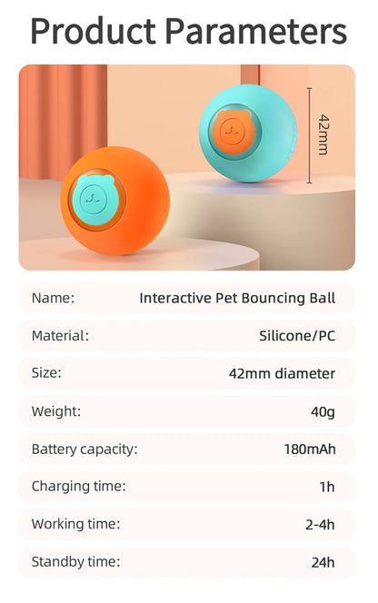 Bola Interativa para Pets - Bola Automática que Salta e Rola para Gatos e Cães