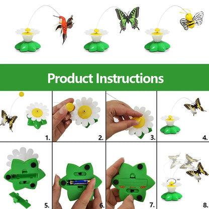 Brinquedo Interativo Elétrico para Gatos - Borboleta Rotativa Voadores para Horas de Diversão