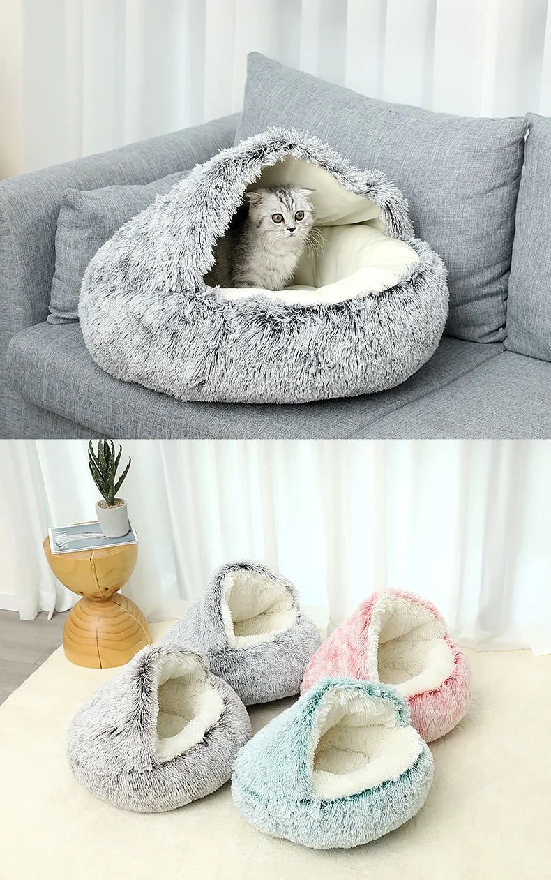 Cama de Pelúcia 2 em 1 para Gatos e Cães Pequenos – O Conforto que Seu Pet Merece