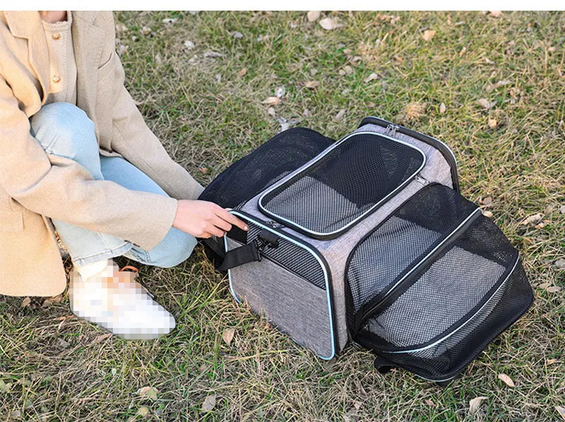 Mochila e Bolsa de Transporte para Animais - Portátil, Dobrável e Respirável para Cães e Gatos