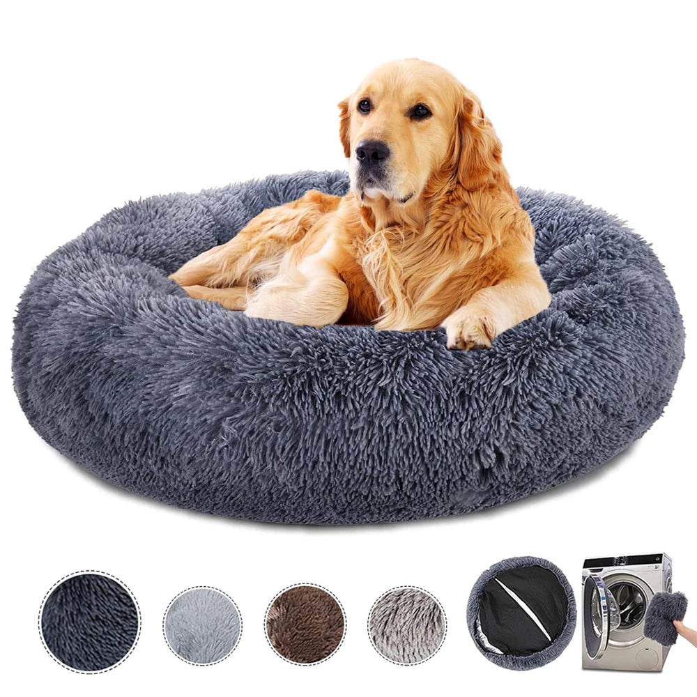 Cama Redonda de Pelúcia para Pets – Conforto e Calor para o Sono do Seu Amigo