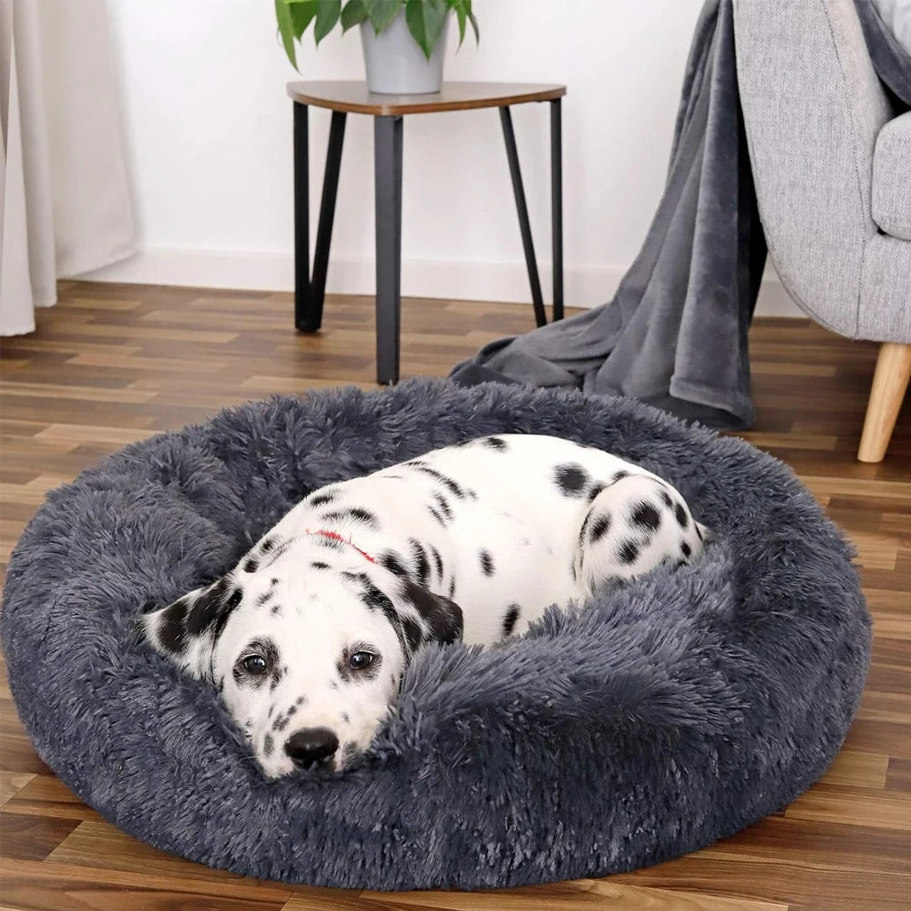 Cama Redonda de Pelúcia para Pets – Conforto e Calor para o Sono do Seu Amigo