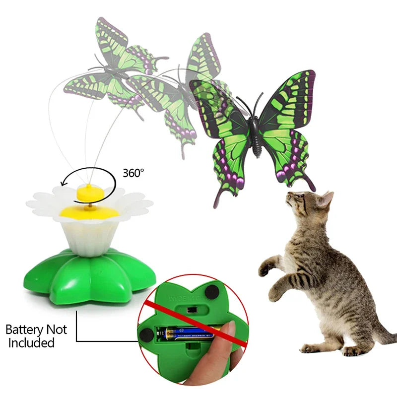 Brinquedo Interativo Elétrico para Gatos - Borboleta Rotativa Voadores para Horas de Diversão