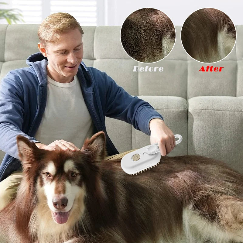 3-in-1 Electric Pet Grooming Brush, Hair Removal and Massage Tool for Dogs and Cats