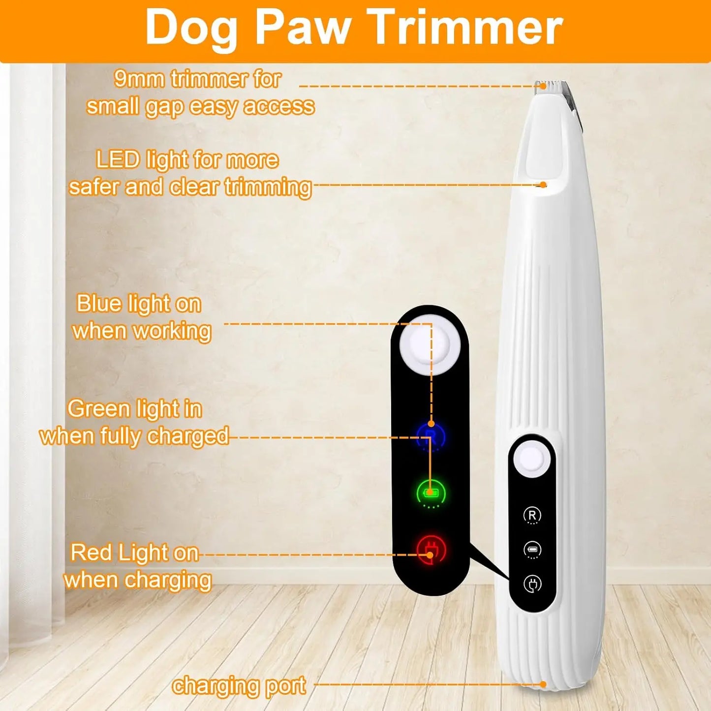 Aparador de Patas Recarregável com Luz LED – Cuide das Patas do Seu Pet com Precisão e Conforto