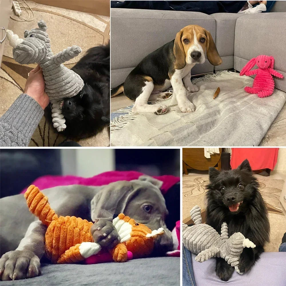 Brinquedo de Pelúcia para Cães - Forma de Animais, Resistente à Mordida e com Apito para Treino e Diversão